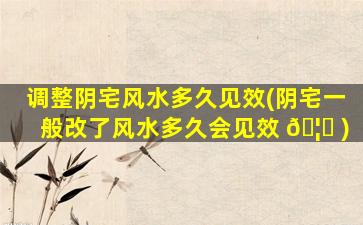 调整阴宅风水多久见效(阴宅一般改了风水多久会见效 🦟 )